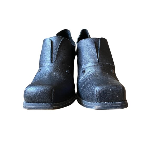 Vogue Black Leather Square Toe Cowgirl Bootie Urban Outfitters Gothic Size 10 - Picture 5 of 8